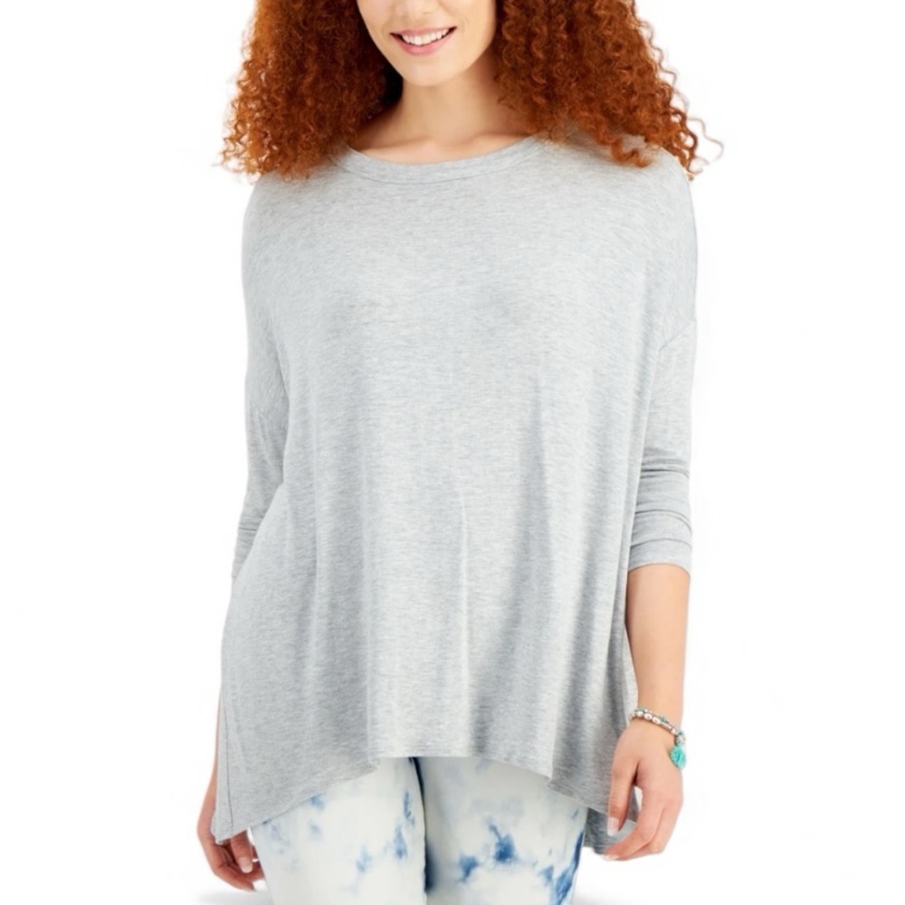 Style & Co Relaxed Long Sleeve Drapey T-shirt - Size Large